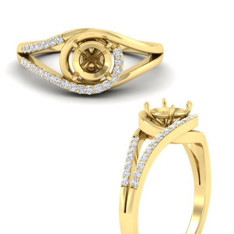 Swirl Split Semi Mount Ring For Women