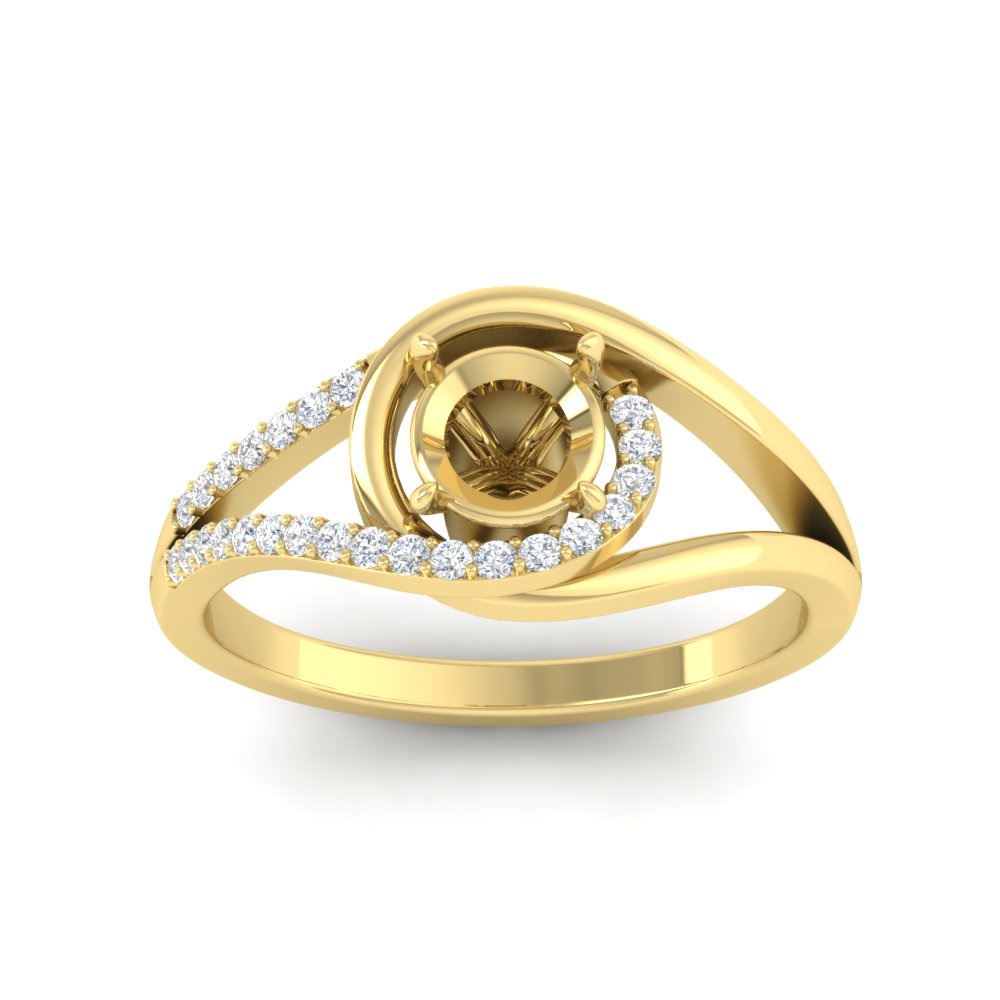 Swirl Split Semi Mount Ring For Women