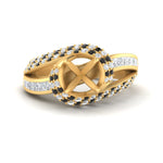 Load image into Gallery viewer, semi-mount-swirl-halo-black-diamond-engagement-ring-with-baguette-in-FD10355SMRGBLACKANGLE3-NL-YG
