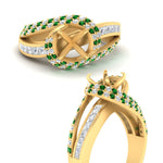 Load image into Gallery viewer, semi-mount-swirl-halo-diamond-and-emerald-engagement-ring-with-baguette-in-FD10355SMRGEMGRANGLE3-NL-YG
