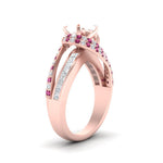 Load image into Gallery viewer, semi-mount-swirl-halo-diamond-and-pink-sapphire-engagement-ring-with-baguette-in-FD10355SMRGSADRPIANGLE3-NL-RG
