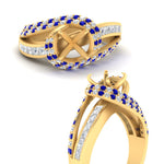 Load image into Gallery viewer, semi-mount-swirl-halo-diamond-and-sapphire-engagement-ring-with-baguette-in-FD10355SMRGSABLANGLE3-NL-YG
