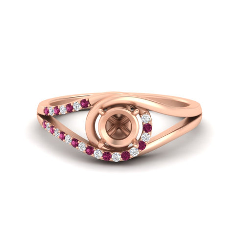 Swirl Split Semi Mount Ring For Women