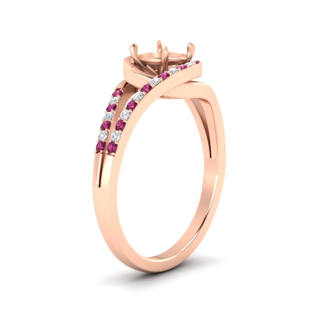 Swirl Split Semi Mount Ring For Women