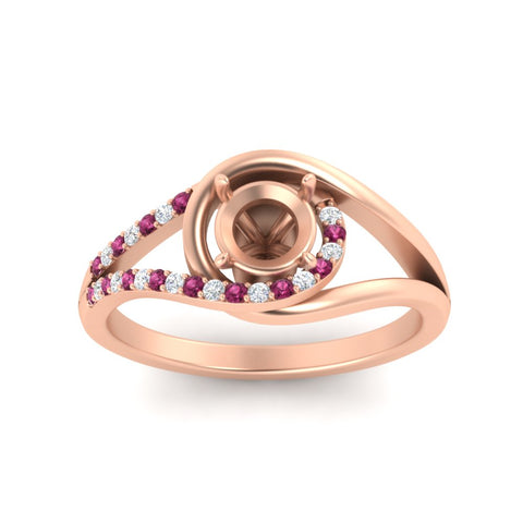 Swirl Split Semi Mount Ring For Women