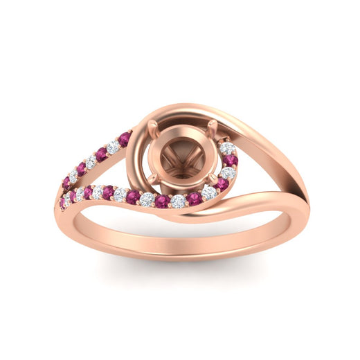 Swirl Split Semi Mount Ring For Women