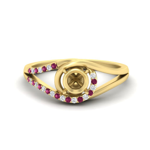 Swirl Split Semi Mount Ring For Women