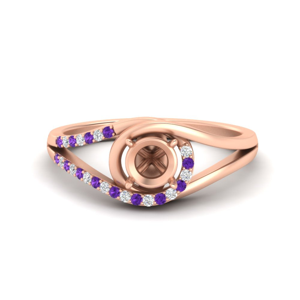 Swirl Split Semi Mount Ring For Women