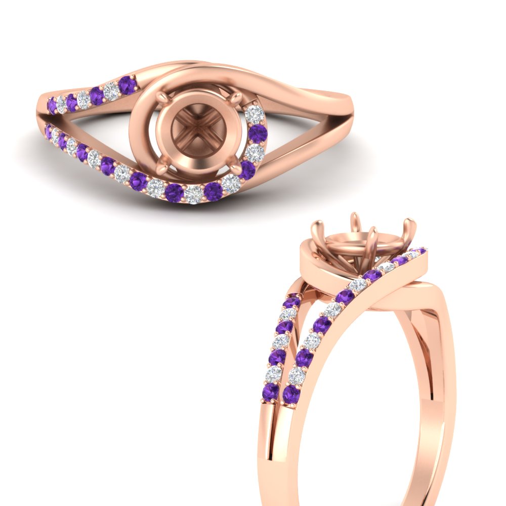 Swirl Split Semi Mount Ring For Women