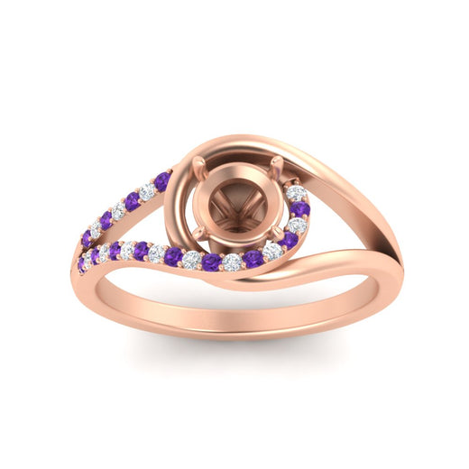 Swirl Split Semi Mount Ring For Women