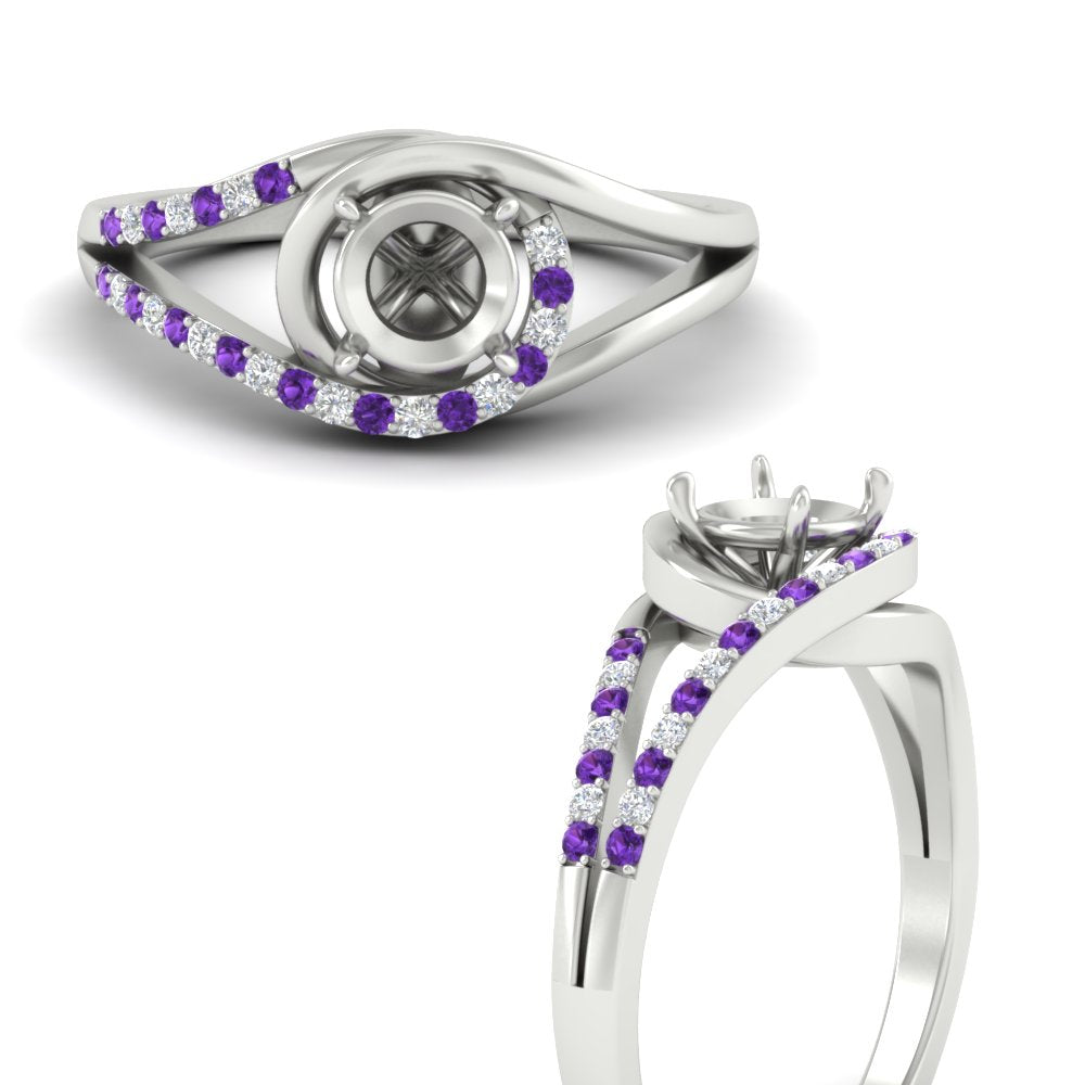 Swirl Split Semi Mount Ring For Women