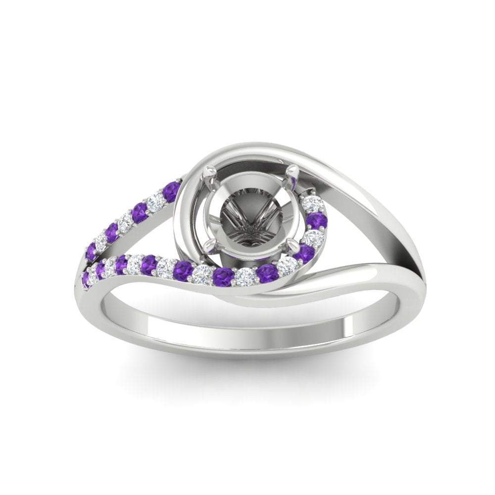 Swirl Split Semi Mount Ring For Women