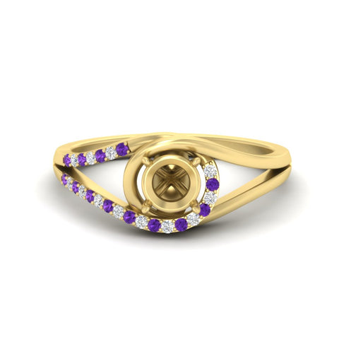 Swirl Split Semi Mount Ring For Women