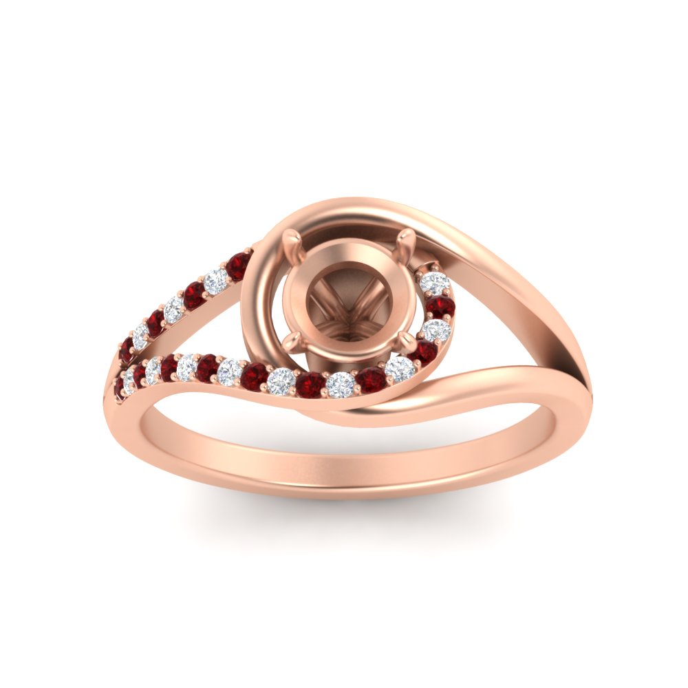 Swirl Split Semi Mount Ring For Women