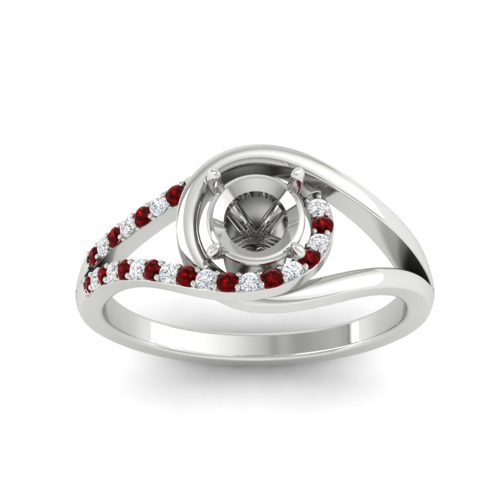 Swirl Split Semi Mount Ring For Women