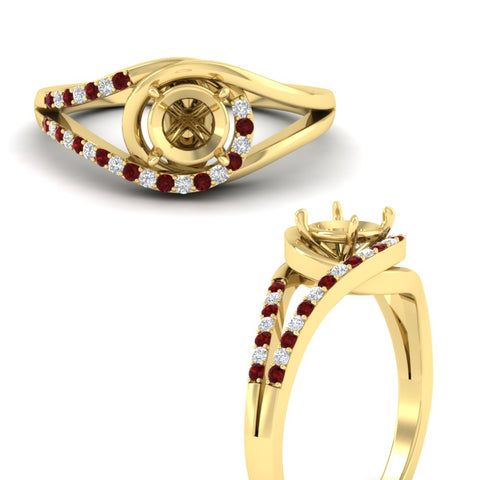 Swirl Split Semi Mount Ring For Women