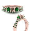 Load image into Gallery viewer, semi-mount-twisted-floral-prong-emerald-wedding-set-in-rose-gold-FD10257SMGEMGR-ANGLE3-NL-RG?v=1756359412