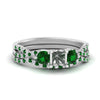 Load image into Gallery viewer, semi-mount-twisted-floral-prong-emerald-wedding-set-in-white-gold-FD10257SMGEMGR-NL-WG?v=1756359411