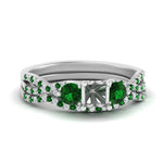 Load image into Gallery viewer, semi-mount-twisted-floral-prong-emerald-wedding-set-in-white-gold-FD10257SMGEMGR-NL-WG?v=1756359411
