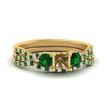 Load image into Gallery viewer, semi-mount-twisted-floral-prong-emerald-wedding-set-in-yellow-gold-FD10257SMGEMGR-NL-YG?v=1756359411
