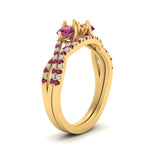 Load image into Gallery viewer, semi-mount-twisted-floral-prong-pink-sapphire-wedding-set-in-yellow-gold-FD10257SMGSADRPI-ANGLE2-NL-YG?v=1756359411
