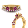 Load image into Gallery viewer, semi-mount-twisted-floral-prong-pink-sapphire-wedding-set-in-yellow-gold-FD10257SMGSADRPI-ANGLE3-NL-YG?v=1756359411