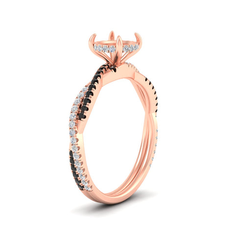 Twisted Semi Mount Hidden Halo Diamond Engagement Ring