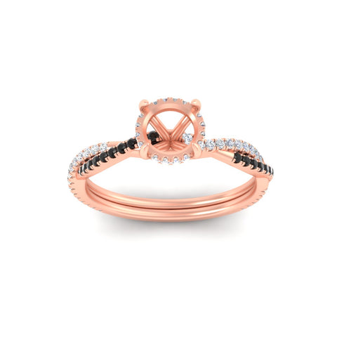 Twisted Semi Mount Hidden Halo Diamond Engagement Ring