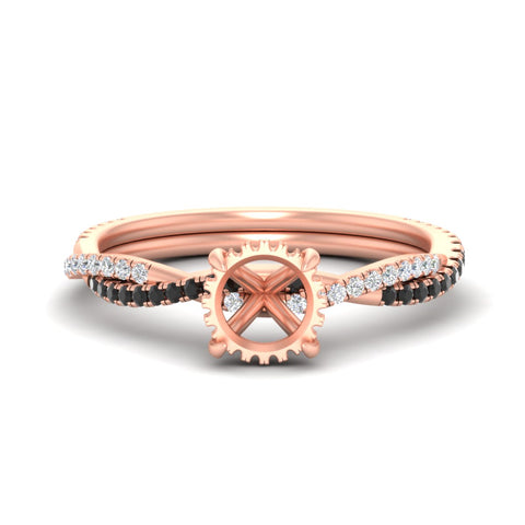 Twisted Semi Mount Hidden Halo Diamond Engagement Ring