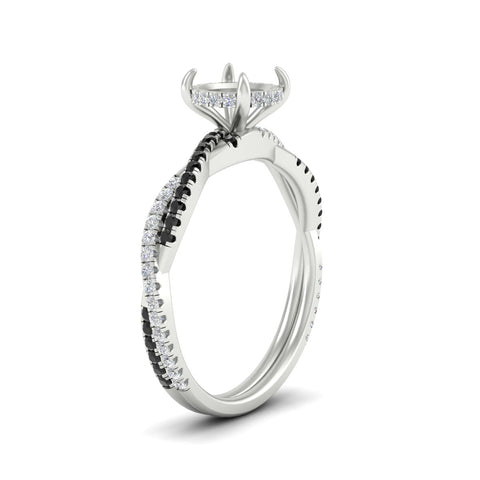 Twisted Semi Mount Hidden Halo Diamond Engagement Ring