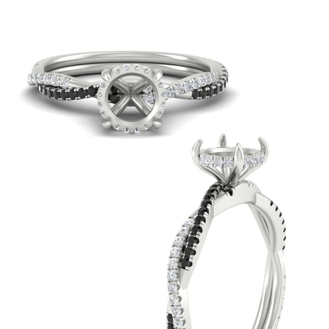Twisted Semi Mount Hidden Halo Diamond Engagement Ring