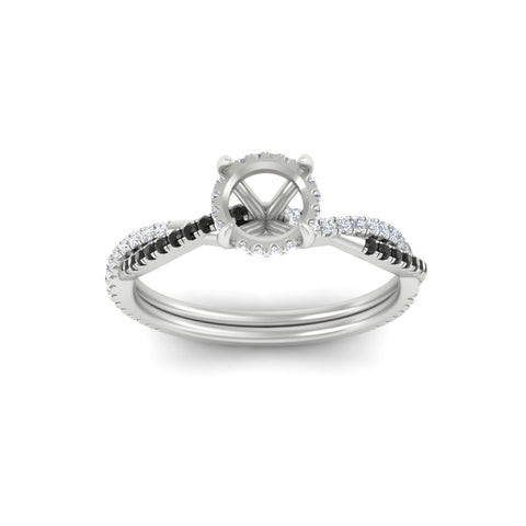 Twisted Semi Mount Hidden Halo Diamond Engagement Ring