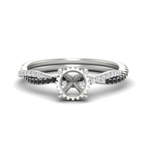 Twisted Semi Mount Hidden Halo Diamond Engagement Ring