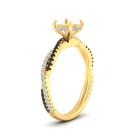 Twisted Semi Mount Hidden Halo Diamond Engagement Ring