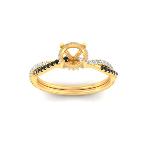 Twisted Semi Mount Hidden Halo Diamond Engagement Ring