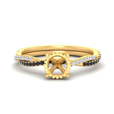 Twisted Semi Mount Hidden Halo Diamond Engagement Ring