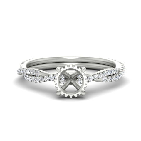 Twisted Semi Mount Hidden Halo Diamond Engagement Ring
