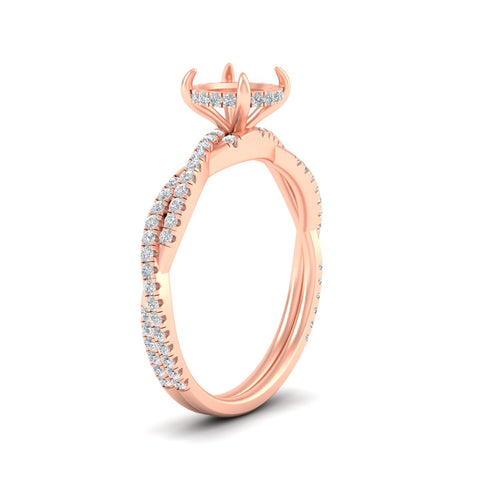 Twisted Semi Mount Hidden Halo Diamond Engagement Ring