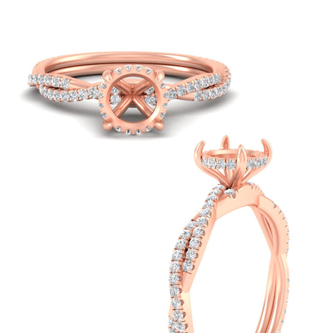 Twisted Semi Mount Hidden Halo Diamond Engagement Ring