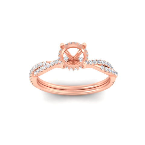 Twisted Semi Mount Hidden Halo Diamond Engagement Ring
