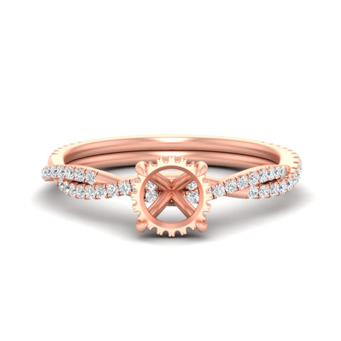 Twisted Semi Mount Hidden Halo Diamond Engagement Ring