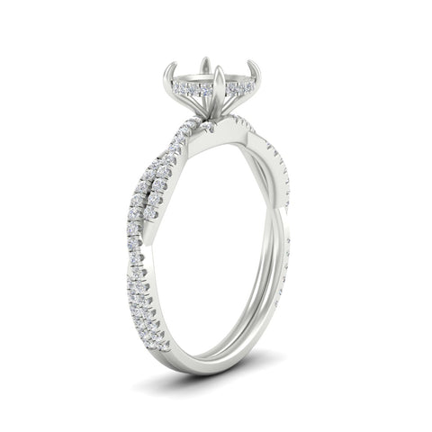 Twisted Semi Mount Hidden Halo Diamond Engagement Ring