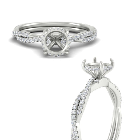 Twisted Semi Mount Hidden Halo Diamond Engagement Ring