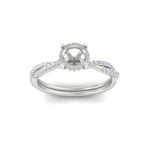 Twisted Semi Mount Hidden Halo Diamond Engagement Ring