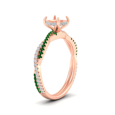 Twisted Semi Mount Hidden Halo Diamond Engagement Ring