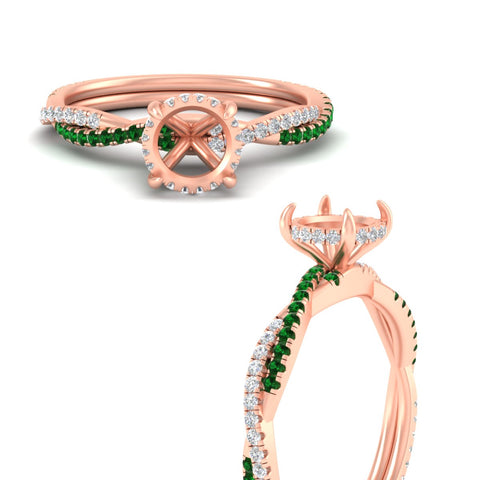 Twisted Semi Mount Hidden Halo Diamond Engagement Ring