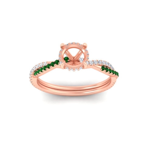 Twisted Semi Mount Hidden Halo Diamond Engagement Ring