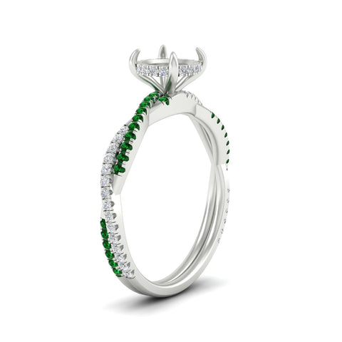 Twisted Semi Mount Hidden Halo Diamond Engagement Ring