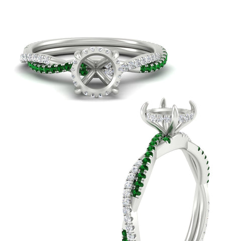 Twisted Semi Mount Hidden Halo Diamond Engagement Ring