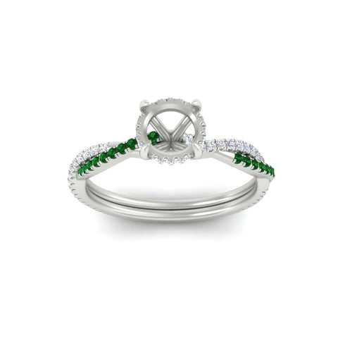Twisted Semi Mount Hidden Halo Diamond Engagement Ring